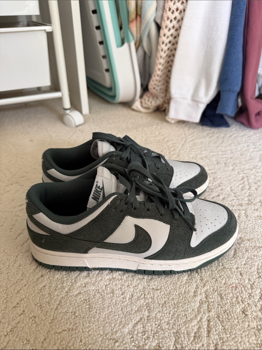 Nike Women’s Low-Top Sneakers in Forest Green and White